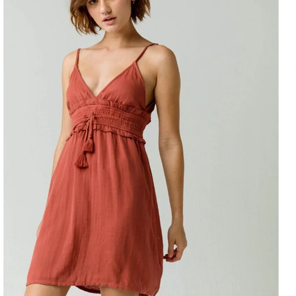 Roxy Simple Blossom Dress NWT Burnt  Red Size Large - Picture 2 of 10